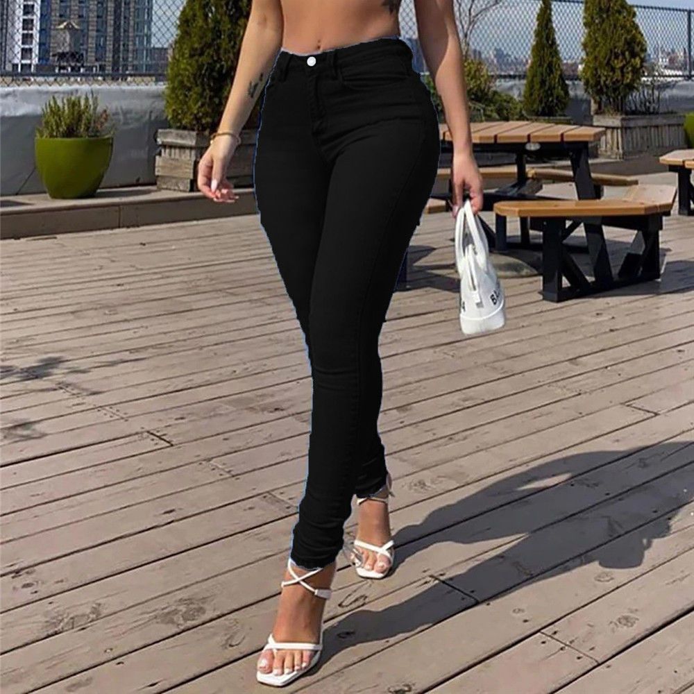 K European And American Style Denim Pants, Sexy Peach Hip Skinny Jeans For Women, Casual Long Trousers, Pencil Skirts_ecoleips.com