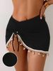 Women's Black Knitted Bikini Cover Up Dress Sexy Slit Seashell Starfish Tassel Decorations Beachwear_ecoleips.com