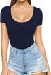 Women's Clothing Sexy Low Round Neck Short Sleeve Slim Fit T Shirt Waist Top T Shirt_ecoleips.com