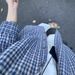 Women’s Clothing Retro Blue Long Sleeved Plaid Shirt For Women In Early Autumn Lazy Style Tops Casual Plaid Jacket Loose Outer Shirt_ecoleips.com