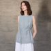 Mid-length Round-neck Pure Linen Women's Tank Top, High-end Old Money Style, Color-woven, Summer Tie-up, Loose_ecoleips.com