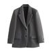 Women's Straight Blazer With Shoulder Pads_ecoleips.com