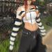 Aria Basics Aria Basics European And American Style Spicy Girl Color-block Striped Knitted Hollow-out Cardigan Sweater Women, 2023 Autumn New_ecoleips.com