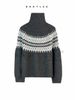 girl Autumn Winter British Basulan Wool Fair Isle Style Color-Block Chimney Collar Knitted Slightly Loose Thickened Sweater_ecoleips.com