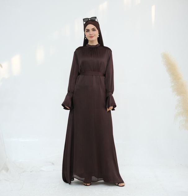 Soft Waist Tie Two Wear Dress European And American Elegant Satin Long Skirt_ecoleips.com
