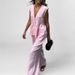 2026 Spring New European And American 's Fashion Elegant Commuting Simple V-neck Solid Color Pants Suit For_ecoleips.com