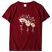 Butterfly Chrysanthemum Print Casual T-shirt New Summer Short-sleeved Women's 2023 Top Women's Crew Neck_ecoleips.com