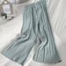 Women's Clothing Summer New Solid Color Sleeveless Vest Sweater Wide Leg Nine Point Trousers Suit Thin Ice Silk Two Piece Suit Female Trend_ecoleips.com
