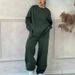 Women's Clothing Hot Selling Cross Border Autumn/Winter Women's Fashion Casual Solid Color Round Neck Long Sleeve Fashion Sports Suit Versatile_ecoleips.com