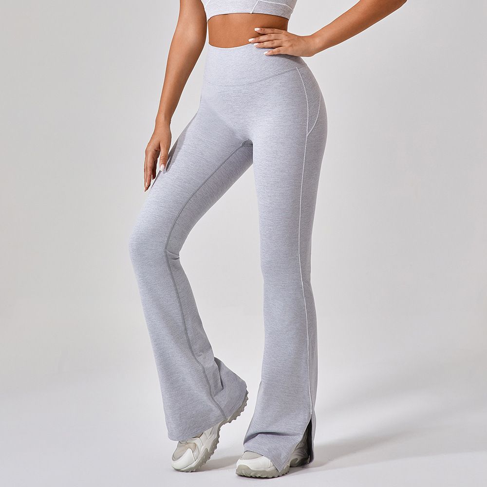 Women's Clothing Summer New High Waist Tight Nude Hip Lift Yoga Flared Pants Women Dance Fitness Outdoor Sports Split Trousers_ecoleips.com