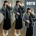 Autumn New Two-Piece + Gradient Denim Shirt 2-Piece Set Maternity Dress_ecoleips.com