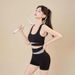 Peach Color Block Yoga Quick-Dry High-Waist Hip-Lifting Fitness Shockproof Running Sports Suit For Women_ecoleips.com