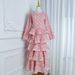 Muslim Dress Women's Long Evening Gown Embroidered Banquet Annual Meeting Dress Long Sleeved Heavy Duty Three Dimensional Floral Layered Cake Dress_ecoleips.com