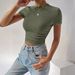 Women's Clothing Spring And Summer New Products Slim Fit Versatile Pleated Round Neck Knitted Short Sleeved T Shirt_ecoleips.com