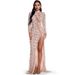 Women's Clothing Sexy Retro Long Sleeved See Through Sequin Dress Evening Dress_ecoleips.com