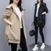 Women's Trench Coat Long Sleeve Casual Hooded Jacket Loose Fit Lightweight Windbreaker (Black, Khaki, Light Green, Beige)_ecoleips.com