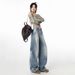 New American-style Washed Wide-leg Casual Banana Pants, Extra-long Loose Curved-cut Jeans For Women_ecoleips.com