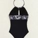 Women's Clothing One-Piece Bandeau Bikini Swimsuit Backless Print Splicing Design Swimming Water Sportswear_ecoleips.com