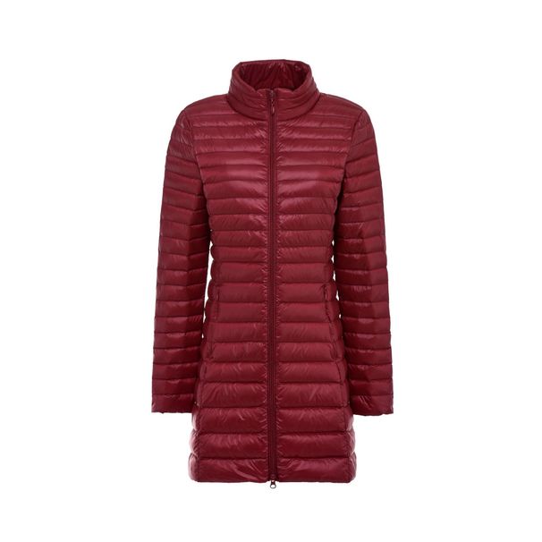 Elegant Slim-Fit Mid-Length Down Jacket For Women – Lightweight Stand Collar Winter Coat, Korean-Style Fashion Outerwear_ecoleips.com