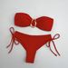 Women's Solid Color Strapless Bikini Two Piece Swimsuit Hot Spring Resort Wear_ecoleips.com