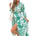 Women's Temperament Elegant Print Lace-Up Lapel Long Sleeve Slit Spring Dress Women_ecoleips.com