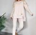 Women's Split Hem Long Sleeve Round Neck Casual Solid Color Top Set - Comfortable Daily Wear For Autumn & Winter_ecoleips.com