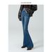 Women's High Waisted Flared Jeans Supermodel Style Three Button Four Way Stretch Slim Fit Retro Hip Lifting Denim For Winter Size 25_ecoleips.com