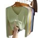 Women's Clothing V Neck Knitted Cardigan Women's Outerwear Jacket Spring And Summer Thin Shawl Sun Protection Top_ecoleips.com