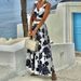 Women's Clothing Fashion Temperament Printed Midi-length Half-length Top and Skirt Two-piece Set_ecoleips.com