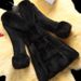 Elegant Faux Fur Coat For Women - Long Sleeve, V-Neck, Mid-Length Winter Jacket With Detachable Fur Collar, Red/Black/White/Green/Grey/Khaki_ecoleips.com