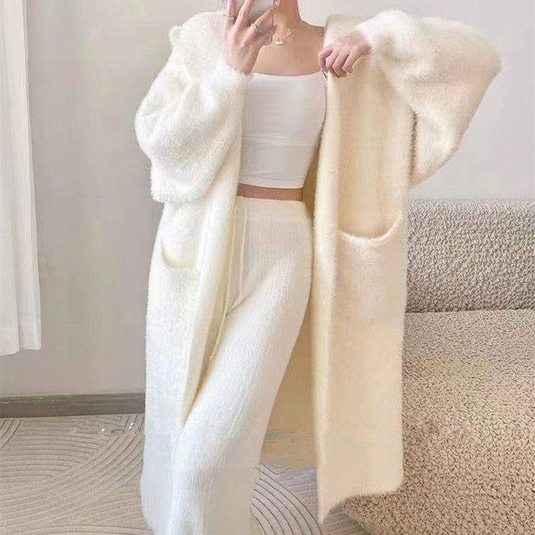 Oversized Mohair Cardigan – Longline Hooded Knit Coatigan (One Size, Acrylic-Blend, Cloud-Like Softness For Effortless Layering)_ecoleips.com
