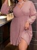 Plus Size V-Neck Party Dress - Elegant Long Sleeve Bodycon Dress For Women (0XL-5XL)_ecoleips.com