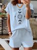 Women’s 2 Piece Outfit Set – Oversized Graphic T-Shirt And Biker Shorts Matching Set, Casual Summer Lounge Tracksuit For Daily Wear-338_ecoleips.com