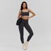 Color Block Thin Strap Padded Crop Top & Stretch Bootcut Workout Pants_ecoleips.com