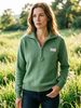 Lightweight Airy Collar Half Zip Label Patch Loose Long Sleeve Knit Top_ecoleips.com