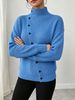 Vertical Rib Knit Sweater, Asymmetric Button Jumper_ecoleips.com