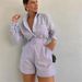 2027 Summer Fashion European-USA Style Women Lapel Single-Breasted Long Sleeve Shirts + High Waist Shorts Pure Color 2 Piece Casual Sets_ecoleips.com