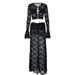 European And American Cross-Border New Lace See-Through Two-Piece Sexy Hot Girl Fashion Versatile Tie High Waist Long_ecoleips.com