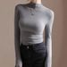 Women's Plus-Size Long-Sleeved T-Shirt With Half-High Collar, Stylish Pleated Design, Autumn-Winter Slimming Base Layer_ecoleips.com