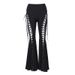 Women's Dark Street Style Eyelet Lace up Flare Pants Summer 2024 New Arrival CF24009 without Cover_ecoleips.com