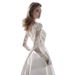 Women's Clothing Wedding Dress Round Neck Lace Long Sleeve Satin New Slim Size Can Be Customized_ecoleips.com