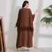 Women's Clothing Elegant Muslim Long Dress With Batwing Sleeves And Round Neck Fashionable Robe Style Polyester Gown_ecoleips.com