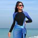Women's Long Sleeve Monokini Swimsuit Southeast Asia Style High Waist Floral Gradient Tight Fit Surfing And Diving Suit Polyester_ecoleips.com