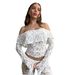 S32193 Cross-Border European And American New Sexy Hollow See-Through Flared Long Pants Fashion Lace Top Set For Women_ecoleips.com