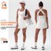 Spring Summer Anti Exposure Short Sleeve Jumpsuit Tennis Skirt Pleated Running Golf Sports Skirt Fashion Yoga Women's Clothing_ecoleips.com