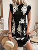 Women's Clothing Summer New Independent Station Cross Border European And American Fashion Casual Large Size Women's V Neck Lotus Leaf Sleeve Dress_ecoleips.com