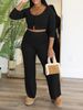 Women's Stylish Solid Color Long-Sleeve Trousers Set Timeless Style Effortless Comfort Fashion for Effortless Elegance_ecoleips.com