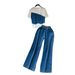 Women's Clothing Retro Design, Versatile Contrast Color Short Sleeved T Shirt Top, High Waist Casual Jeans_ecoleips.com