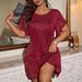 Elegant Plus Size V-Neck Floral Lace Back Short Sleeve Dress - A-Line High Waist Summer Dress For Women_ecoleips.com