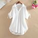 Women's Clothing Mid-Length Chiffon Blouse Plus Size Short Sleeved Loose Fit Slimming Top With Waist Cinching Trendy Style For Summer_ecoleips.com